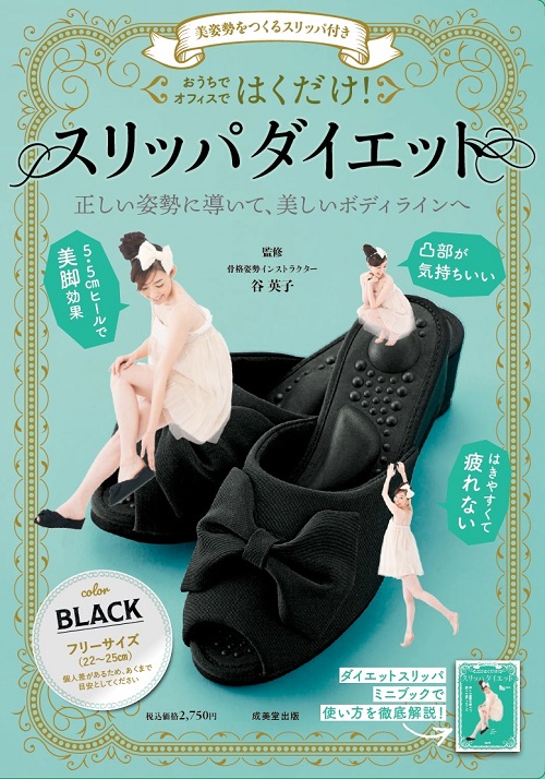 美姿勢をつくるスリッパ付き　はくだけ！スリッパダイエット　BLACK