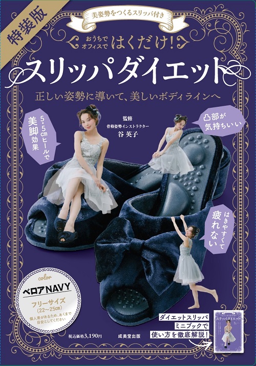 美姿勢をつくるスリッパ付き　はくだけ！スリッパダイエット特装版　ベロアNAVY